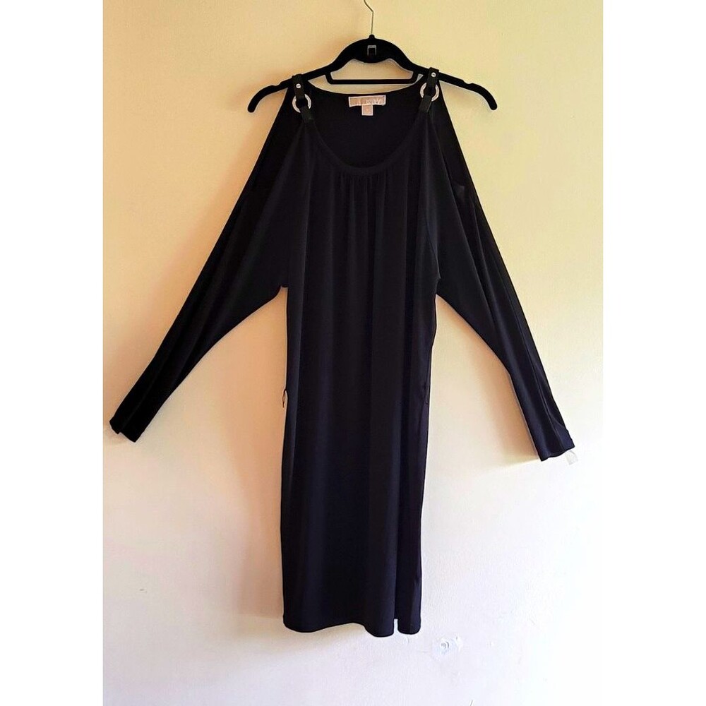 Michael Kors Black Cold Shoulder Long Sleeve Jersey Shift Dress S